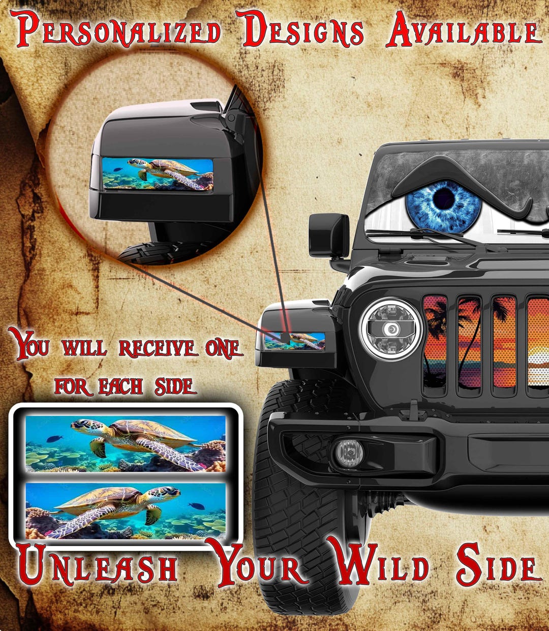 Sea Turtle Jl and Gladiator Turn Signal Decal. 2 - Etsy