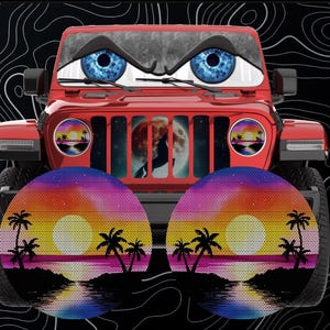 Headlight eye decal beach sunset eyes