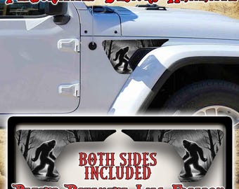 Bigfoot Cabin Black & White Fender Decal + Steering Wheel Decal