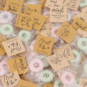 Caramelle Mint to Be con etichette personalizzate / Cena di prova / Etichette Kraft fatte a mano / Eleganti ricordi per gli ospiti
