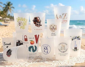 Personalized Frosted Acrylic Cups, Custom Logo Drinkware, 16oz & 20oz – Wedding Favors, Graduation, Birthday Party Favors