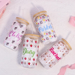 Custom Photo 16oz Glass Tumbler | Personalized Pet, Couple or Baby Gift + Engraved Name | Custom Glass Coffee Cup for Any Occasion