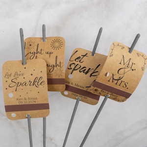 Let Love Sparkle - Etichette per candele scintillanti per matrimonio, Kraft e bianco, invio di nozze, bomboniere per matrimonio