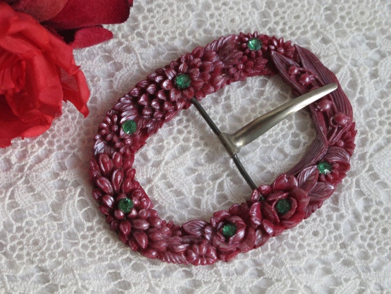 Buckle Purple Wine Burgundy Pearlized Celluloid G… - image 2