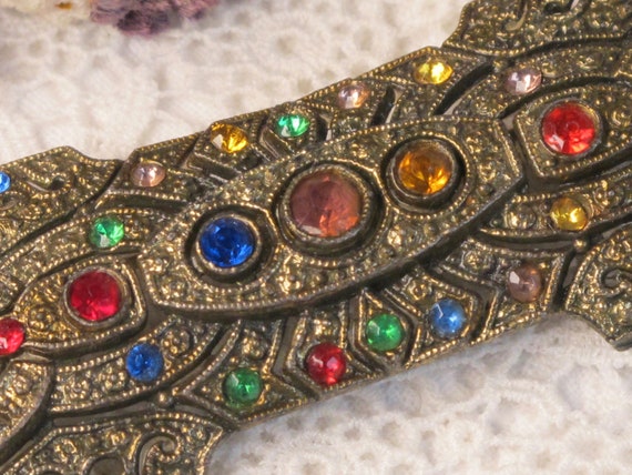 Pin Brooch Art Deco Colourful Rhinestones Vintage… - image 4