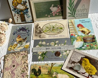 10 cartes postales de Pâques toutes anciennes v. ufs d'agneau, poussins de lapin 1910