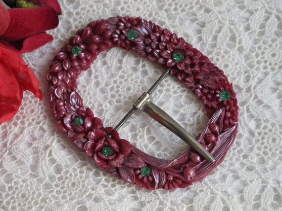 Buckle Purple Wine Burgundy Pearlized Celluloid G… - image 3
