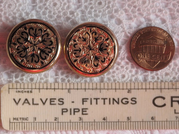 Cuff Links Cuff Buttons Engraved Gold Filled Blac… - image 7