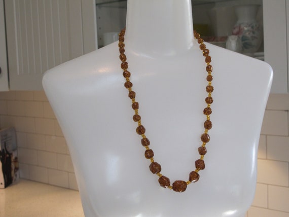 Necklace Exquisite Venetian Glass Beads Golden Br… - image 10