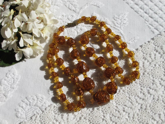 Necklace Exquisite Venetian Glass Beads Golden Br… - image 2