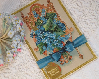 Postcard Forget Me Not Flowers Emblem of True Love Antique Edwardian Dated 1914 Romantic Old Card