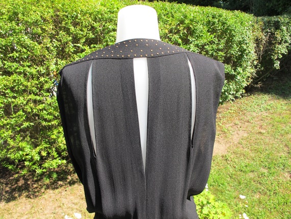 Evening Gown Dress & Jacket Black Crepe Gold Meta… - image 6