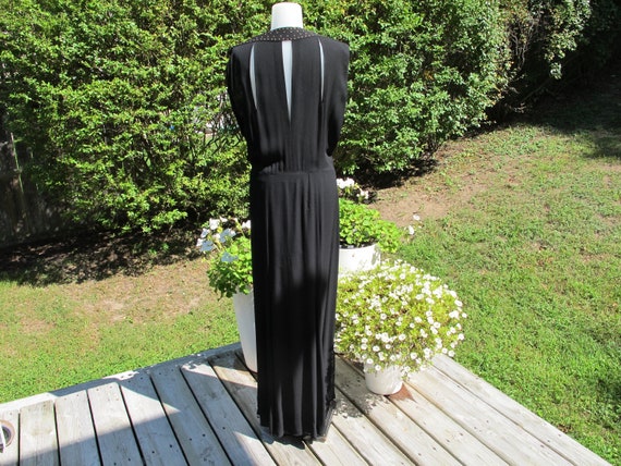 Evening Gown Dress & Jacket Black Crepe Gold Meta… - image 5