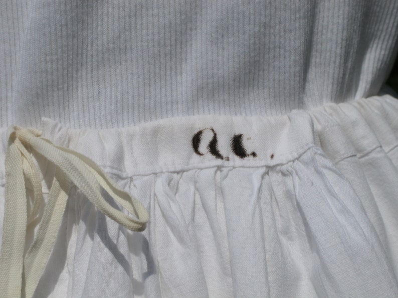 Petticoat Slip White Cotton Antique Victorian c.1900 Full Length Eyelet Embroidered Hem Waist Up To 32 Waist Prairie Girl Cottage Core image 6