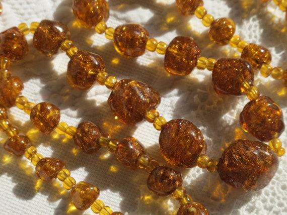 Necklace Exquisite Venetian Glass Beads Golden Br… - image 6
