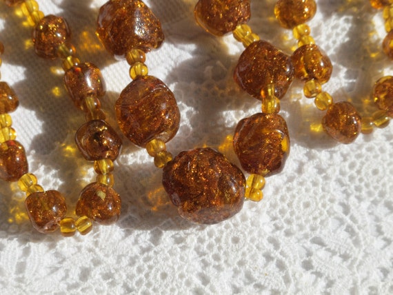 Necklace Exquisite Venetian Glass Beads Golden Br… - image 5