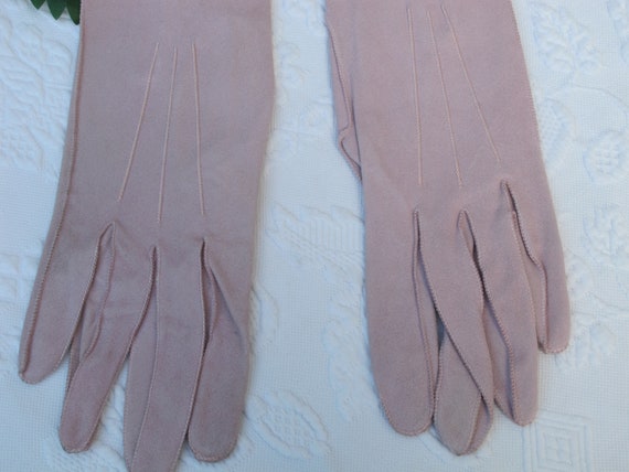 Gloves Extra Long 21 1/2"Pale Pink Kid Suede Leat… - image 4