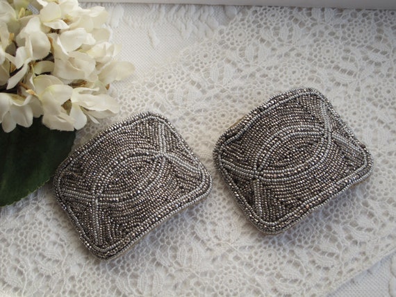 Shoe Buckles Cut Steel Beads Made in France Antiq… - image 1