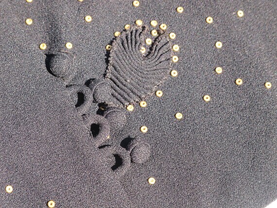 Evening Gown Dress & Jacket Black Crepe Gold Meta… - image 9