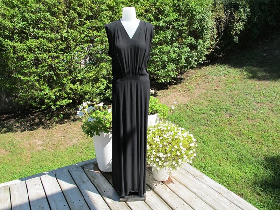 Evening Gown Dress & Jacket Black Crepe Gold Meta… - image 4