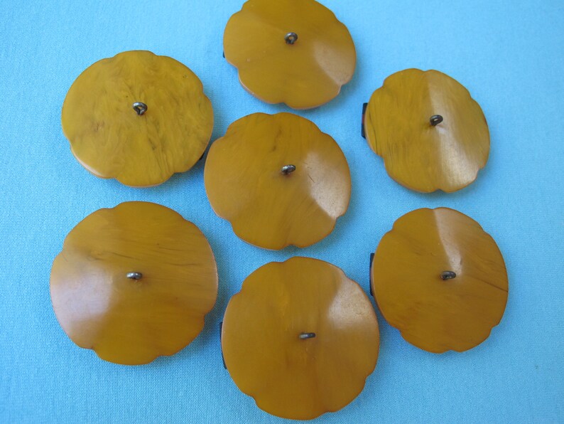 Button Bakelite Huge Carved Laminated Marbled Butterscotch Red Black NBS Large 1 34 Across Vintage 1930s 1940s Metal Shank Coat Sweater B