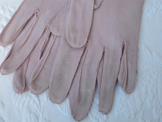 Gloves Extra Long 21 1/2"Pale Pink Kid Suede Leat… - image 9