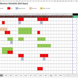 Employees Annual Leave / Absence Tracker Staff Planner APRIL 2026 to ...