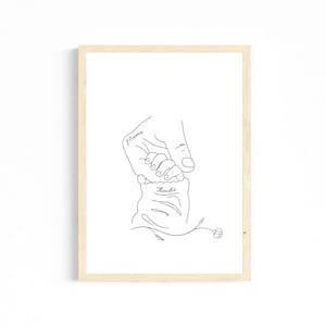 Mamá de una línea de la mano de su hijo, nombre personalizado, póster A4, descarga, Día de la Madre, cumpleaños, regalo para mamá, archivo digital