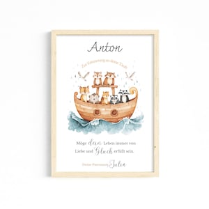 Taufgeschenk personalisiert Arche Noah Patenbrief Poster Geschenk Taufe für Mädchen&Jungen Patenkind Taufe Paten Patentante Onkel Taufbrief
