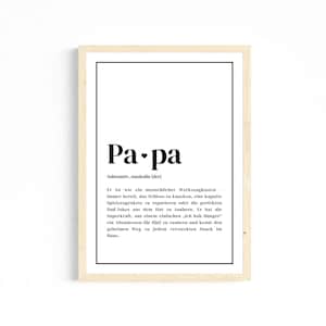 定義「PAPA」ポスター A4、即時ダウンロード、父の日、誕生日、お父さんへのプレゼント、お父さんの名前ハート