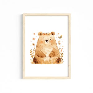 Baby Geschenk Zur Geburt Poster Babygeschenk Kinder Geschenke Personalisiertes Tier Poster Kinderzimmer Deko Babyzimmer Bild Bär Mädchen