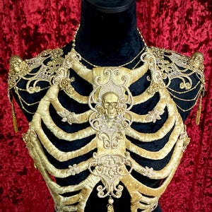 Gold Velvet Ribcage Corset Armor Skeleton Ribs Bones Chest Piece Bodice ...