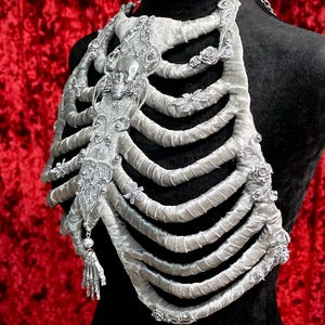 Silver Velvet Ribcage Corset Armor Handmade Skeleton Ribs Bones Costume ...