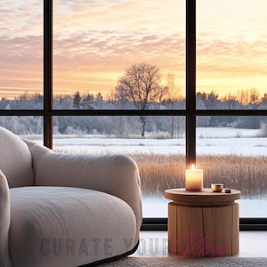 Cozy Winter Sunset Hygge Zoom Background: Snowy Landscape (Digital Download)