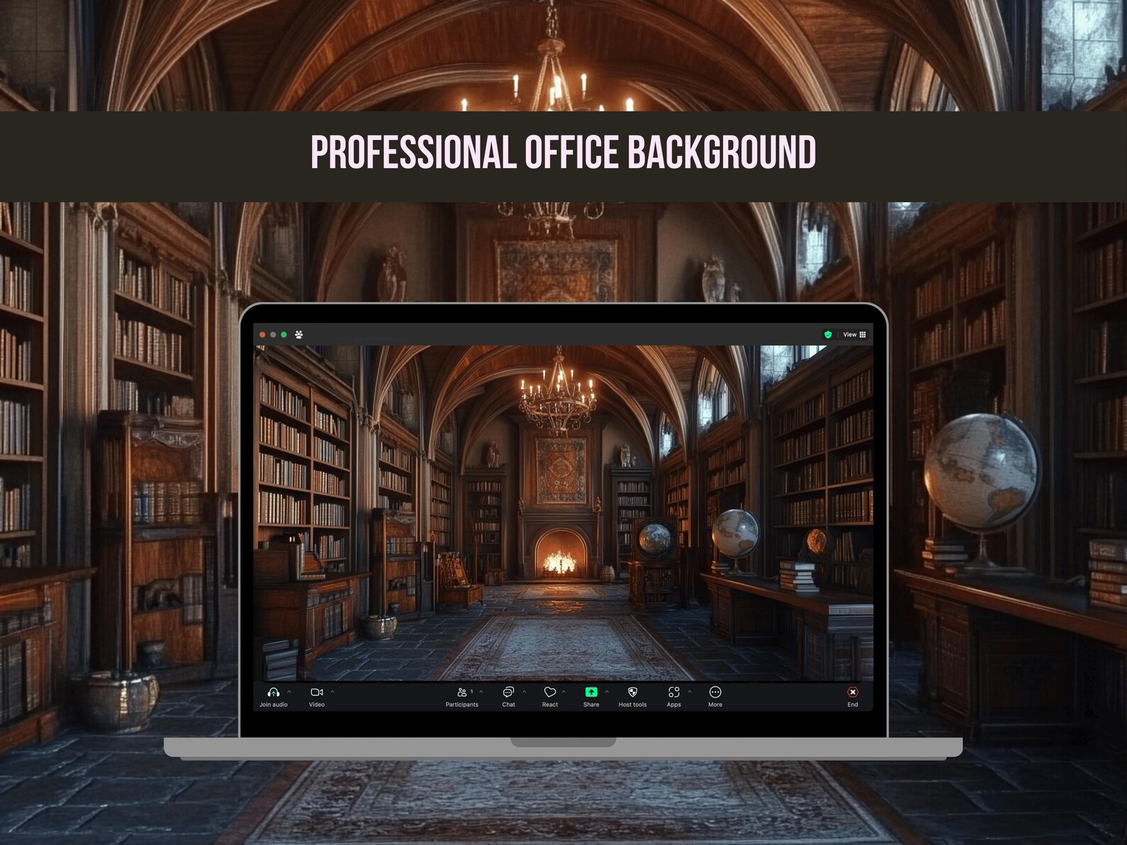 Dark Academia Library Virtual Background: Medieval Castle Bookcase ...