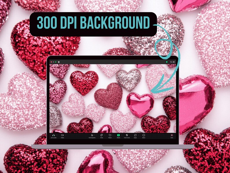 Valentines Day Teams Background Glitter Hearts