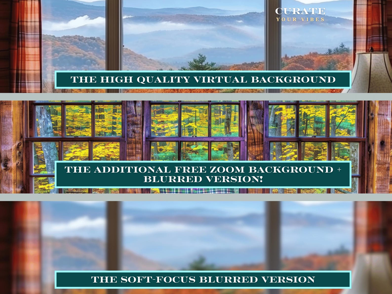 Rustic Cabin Window Zoom Background: Cozy Fall Mountain View (digital ...