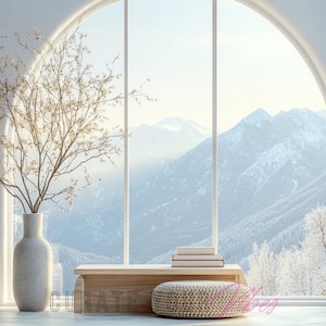 Minimalist Winter Mountain View Zoom Background (Digital Download)