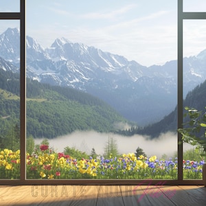 Mountain View Office Virtual Background | Summer Zoom Backdrop | Instant Download