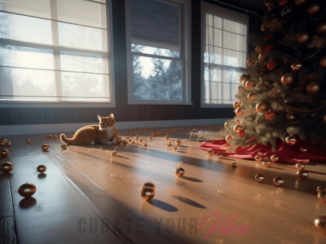 Funny Holiday Cat Vs Christmas Tree Zoom Backgrounds | Christmas ...