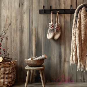 Rustic Winter Cabin Teams Background | Farmhouse Home Office Backdrop | Cozy Realistic Skype, Webex Meeting Background for Zoom Office