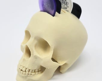 Portapúas de guitarra con forma de calavera, ideal como regalo para guitarristas, idea única para músicos, organizador de púas impreso en 3D.