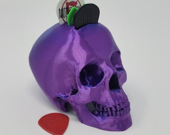 Soporte para púas de guitarra con forma de calavera, regalo para músicos, impreso en 3D