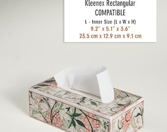 William Morris Tissue Box Wood Cover, Handmade Wooden Kleenex Holder