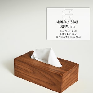 Natural Chestnut Wood Tissue Box Cover, Vintage, Solid Wood Tissue Box, Tissue Holder, Home Decor, Kitchen Decor, Gift for Mom, Rectangle