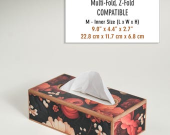 Handmade Floral Wooden Tissue Box Cover, Retro Decor