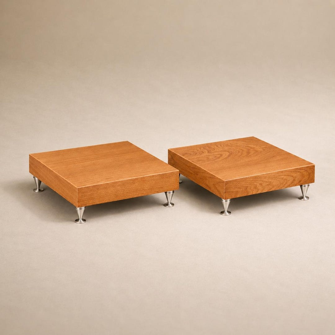 Solid Oak Wood Speaker Isolation Platforms, Anti-vibration Spikes, Hifi ...