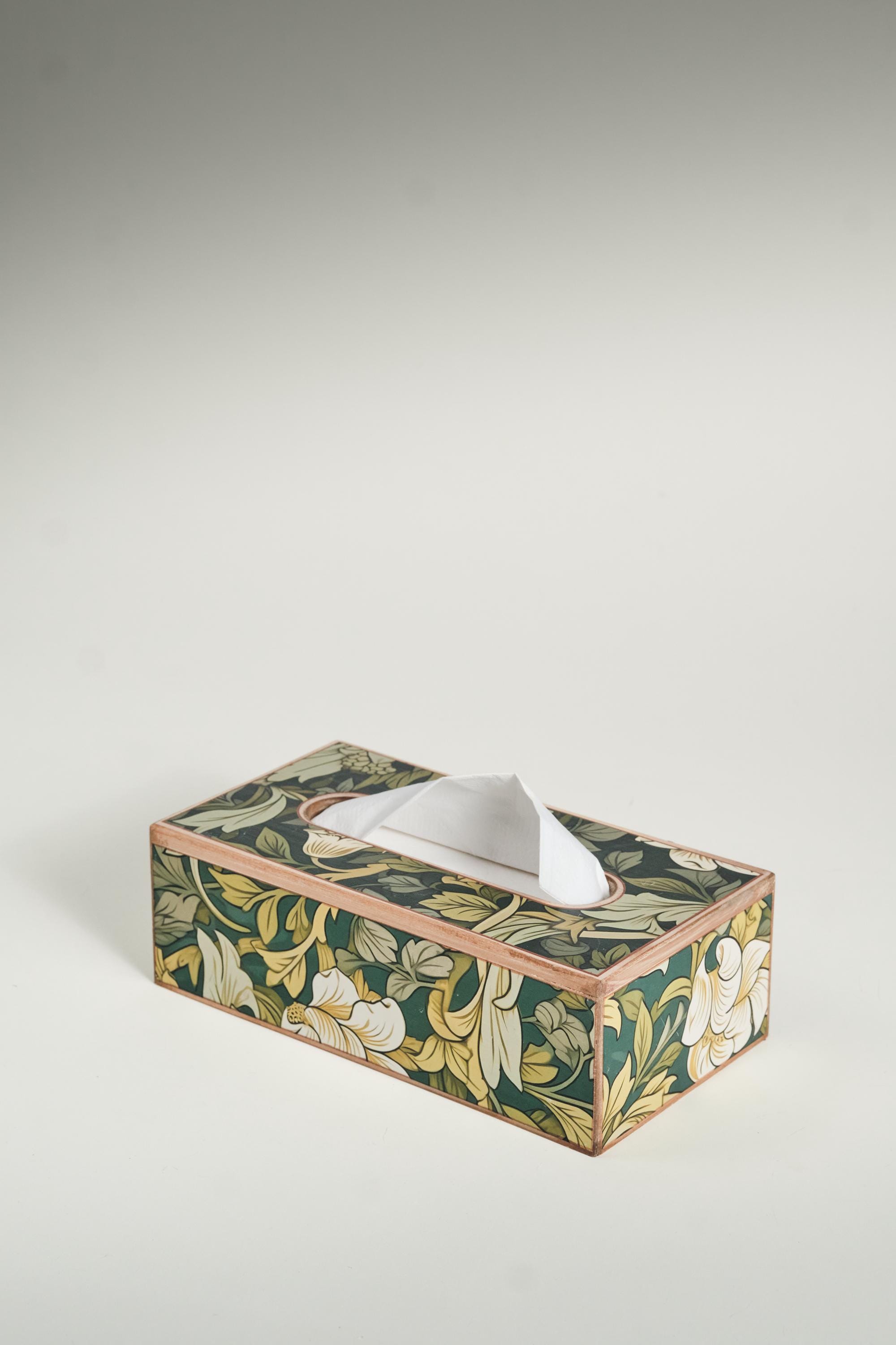 William Morris Wooden Tissue Box Cover, Handcrafted Floral Kleenex