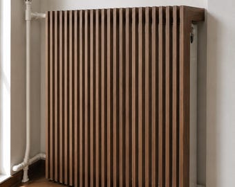 Wooden Radiator Cabinet Slatted Heater Screen Minimalist Custom Scandinavian Decor