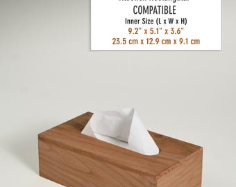 Handcrafted Walnut Solid Wood Tissue Box Cover, Rectangle, Home Decor, Gift for Housewarming